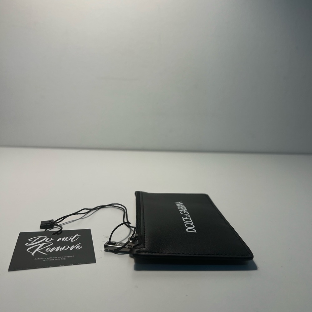 Dolce & Gabbana D&G Vertical Logo Plaque Zippered Leather Cardholder Coin Purse - Picture 9 of 12